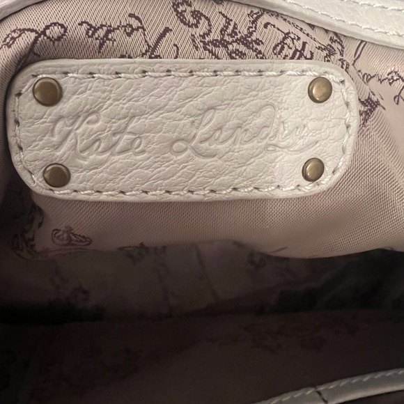 Kate Landry Faux Leather White Shoulder Bag with Woven Detailing - Picture 4 of 5